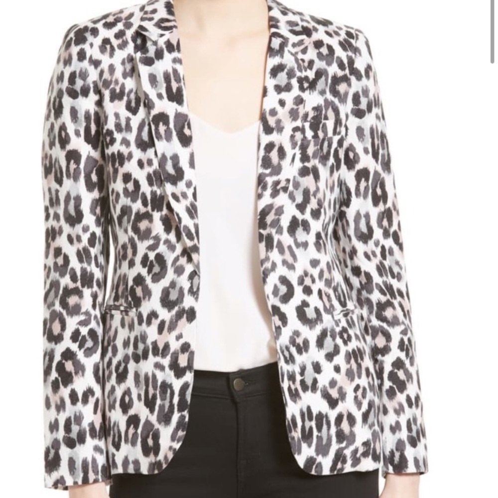 Joie Leopard Print Linen Jacket Blazer